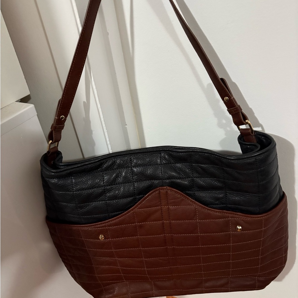 NWOT Hayden Harnett Elegant Black and Brown Quilted Leather Women's Handbag